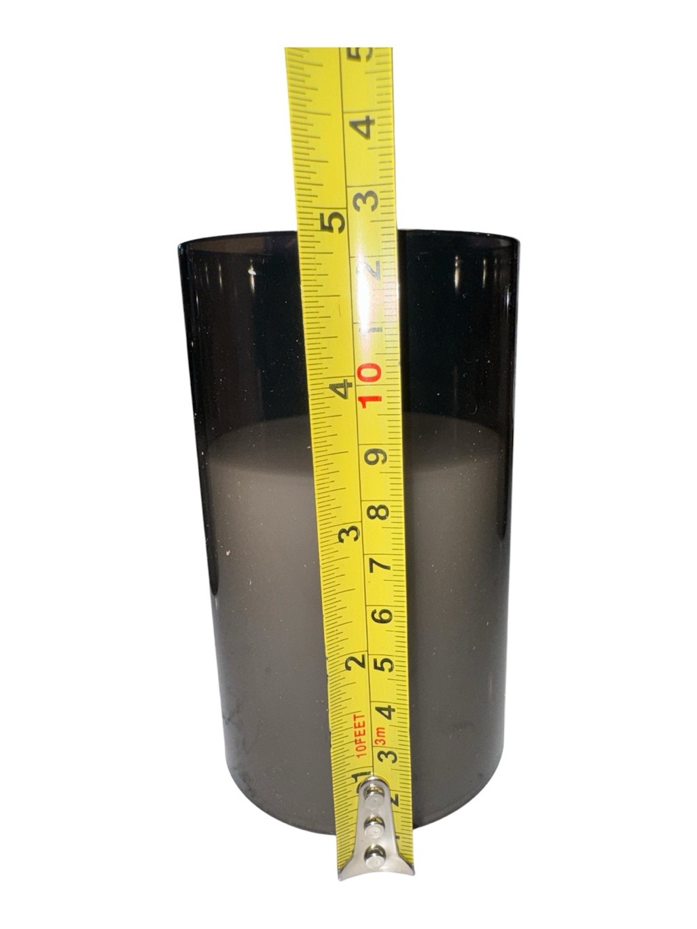 Set of three grey glass flameless LED pillar candles, with remote - Picture 5 of 7